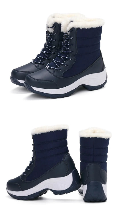 Botines de cuña con plataforma y forro de felpa para mujer AZGB