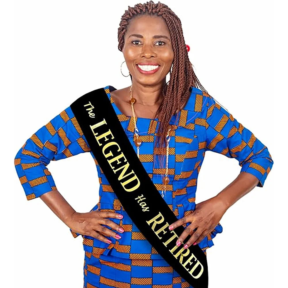 "The Legend Has Retired" Sash – Black & Gold Retirement Party Sash