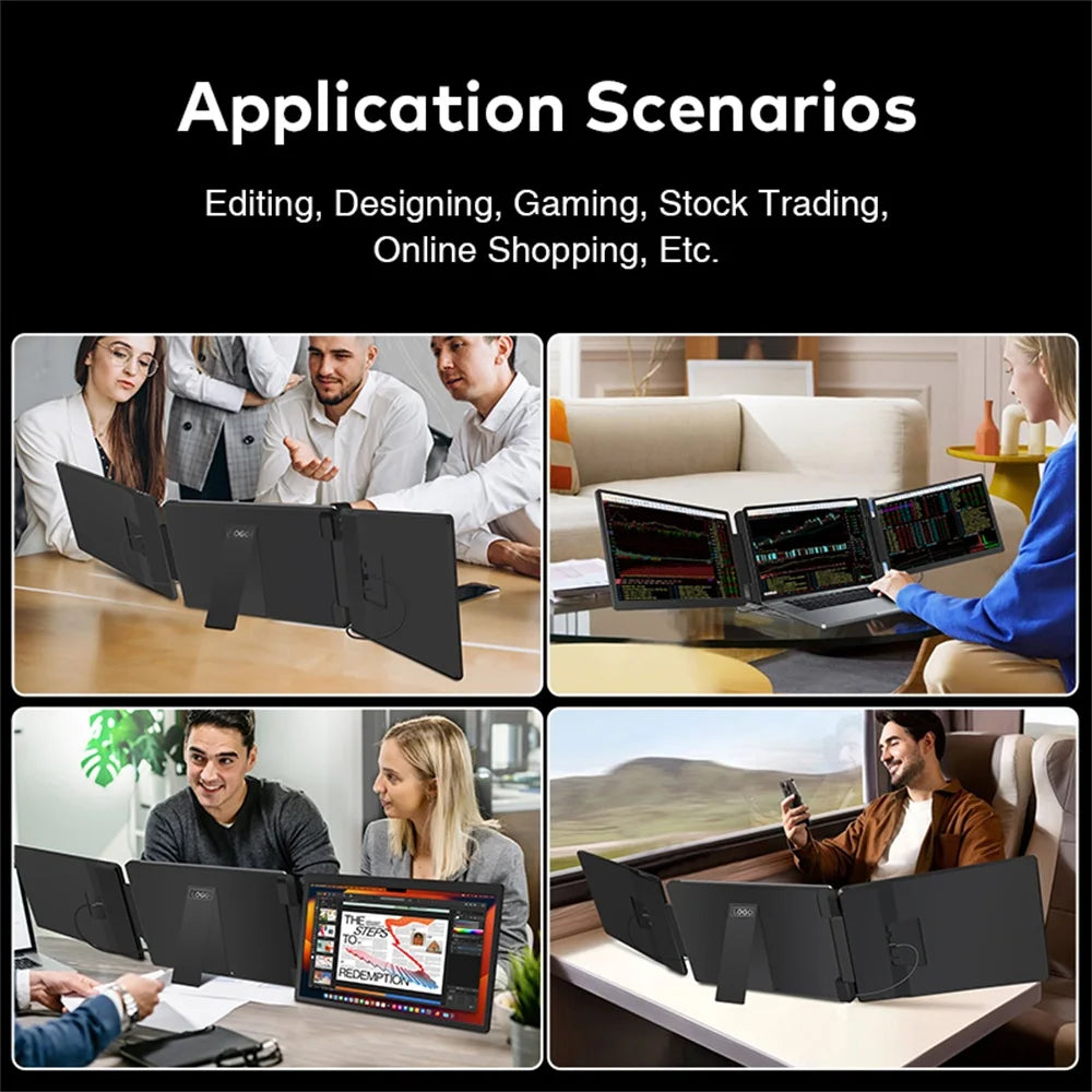 Rospider 15.6" Dual Screen Extender – FHD IPS Triple Expandable Laptop Monitor for Productivity
