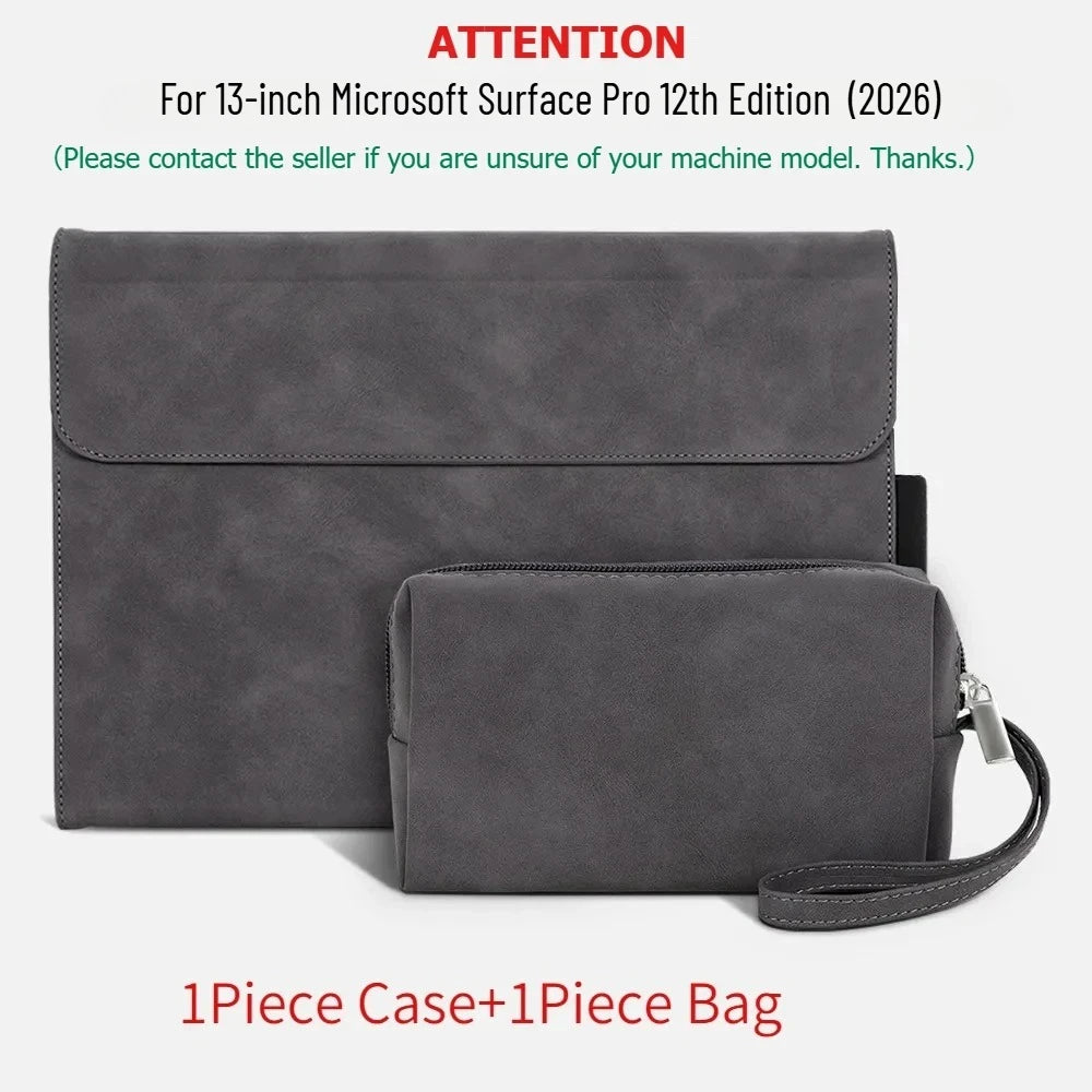 Folio Case for Microsoft Surface Pro 13-inch (12th Edition) 2026 Multi-Angle Stand PU Leather Protective Cover with Pen Holder