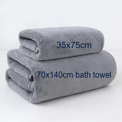 Set di asciugamani in pile effetto corallo grigio – Asciugamano da bagno e asciugamano per le mani