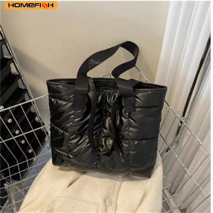 Quilted Puffer Tote Bag – Large Padded Shoulder Bag