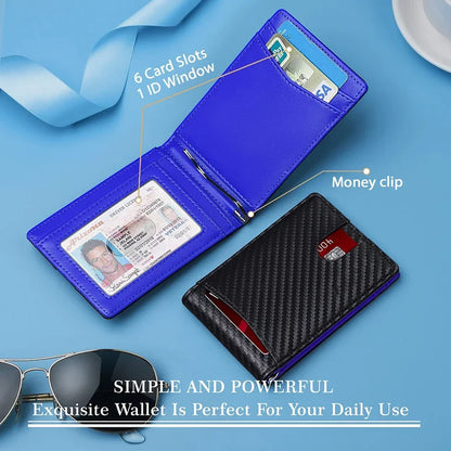 Men's Slim Bifold Wallet with Money Clip – RFID-Blocking