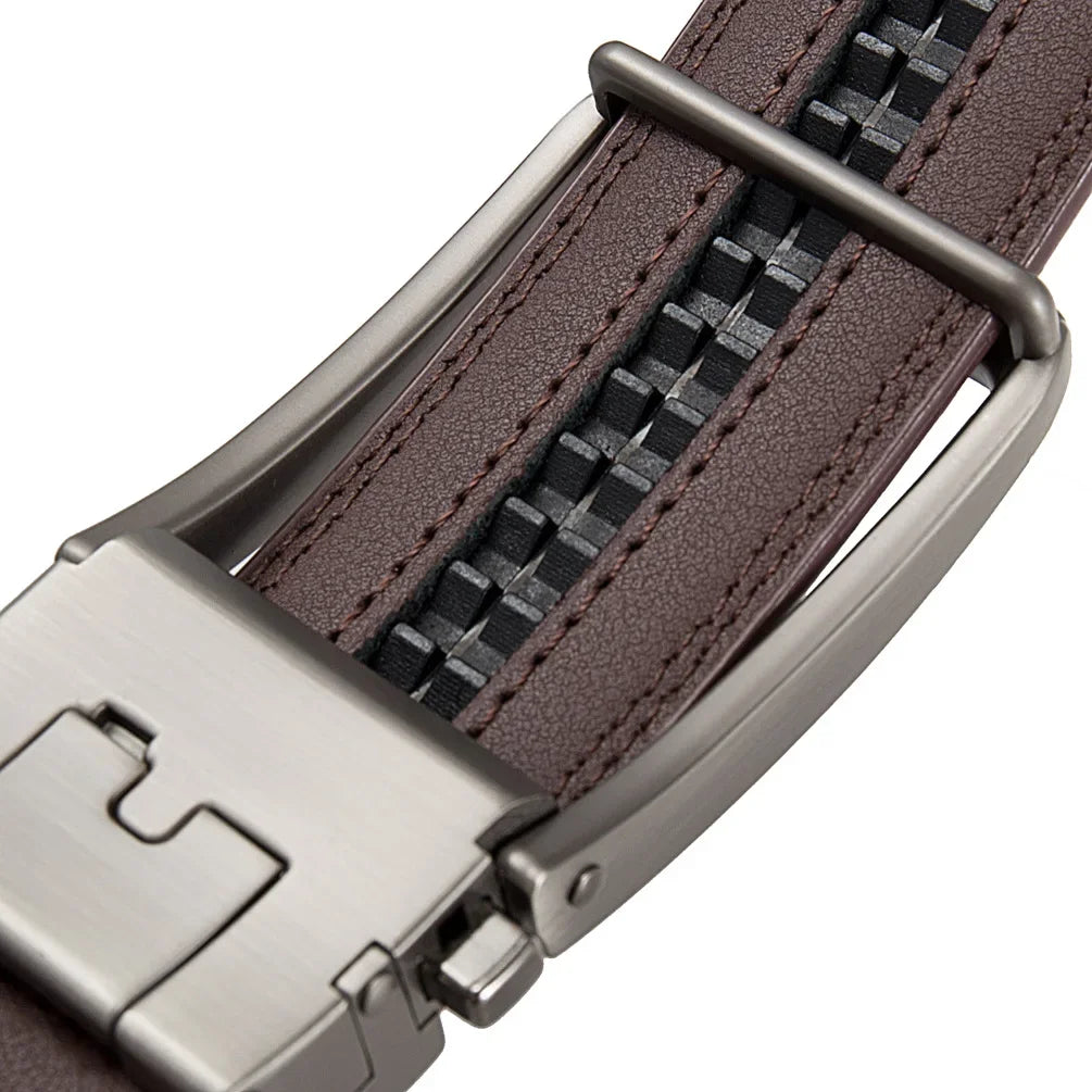 Men's Leather Click Belt – Automatic Buckle, Sizes up to 170 cm