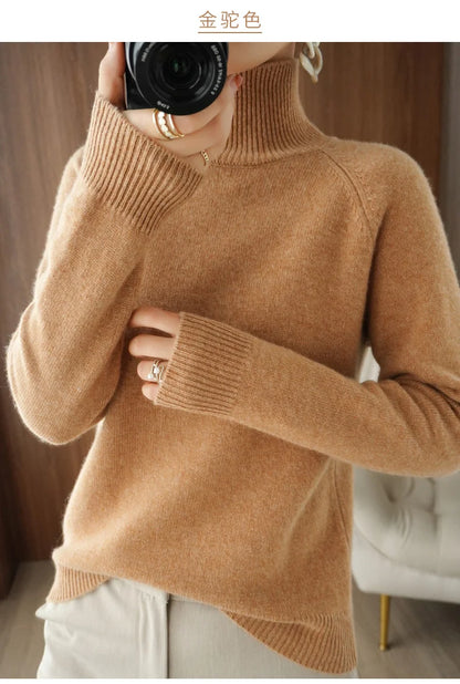 addonee Maglione da donna in maglia a collo alto parziale