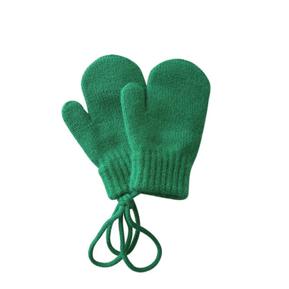 Strickfäustlinge für Babys mit Kordel – Fäustlinge aus Wollmischung für Kleinkinder (Alter 1–4)