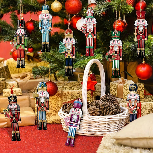 12-Piece Wooden Nutcracker Figurine Set – Christmas Decor