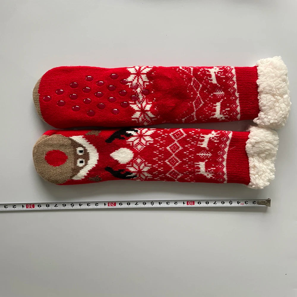Christmas Fuzzy Socks Womens Winter Thermal Warm Floor Sock Soft Female Home Indoor Gifts Non Slip Grip Slipper Sock Fluffy