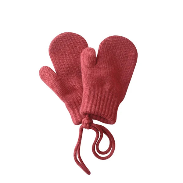 Baby Knit Mittens with String – Wool-Blend Toddler Mittens (Ages 1–4)