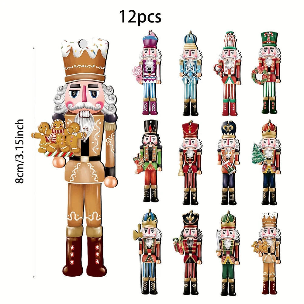 12-Piece Wooden Nutcracker Figurine Set – Christmas Decor