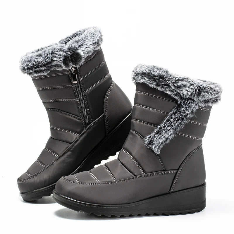Thick Warm Long Plush Waterproof Snow Boots Women Winter 2025 Non Slip Soft Fur Ankle Boots Woman Plus Size 44 Cotton Shoes Mom