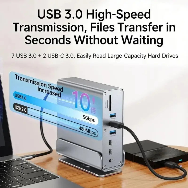 HUB USB C 3.0 Type C Splitter Multi 4K HDMI Monitor RJ45 Ethernet PD Power Adapter Docking Station  Laptop Splitter For Macbook