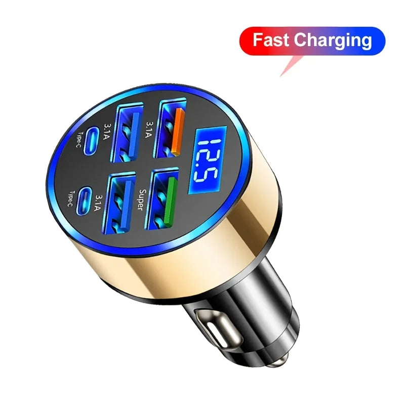 Fast-Charging Car USB Adapter with Voltage Display