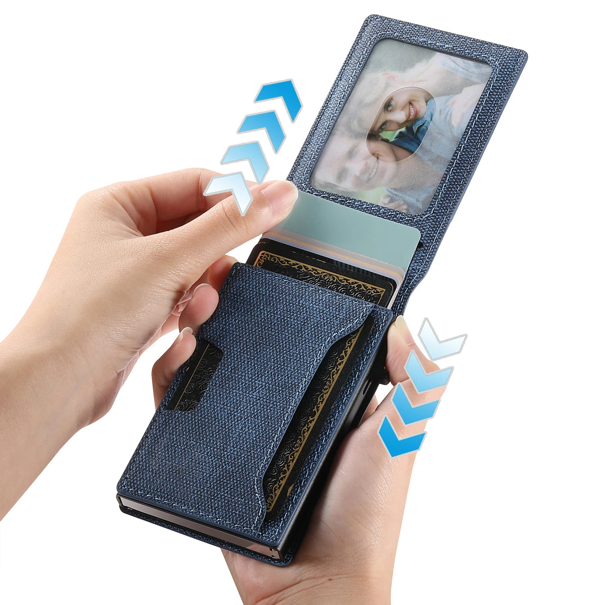 Push-Out Card Holder Wallet – Slim Faux Leather, Holds up to 12 Cards