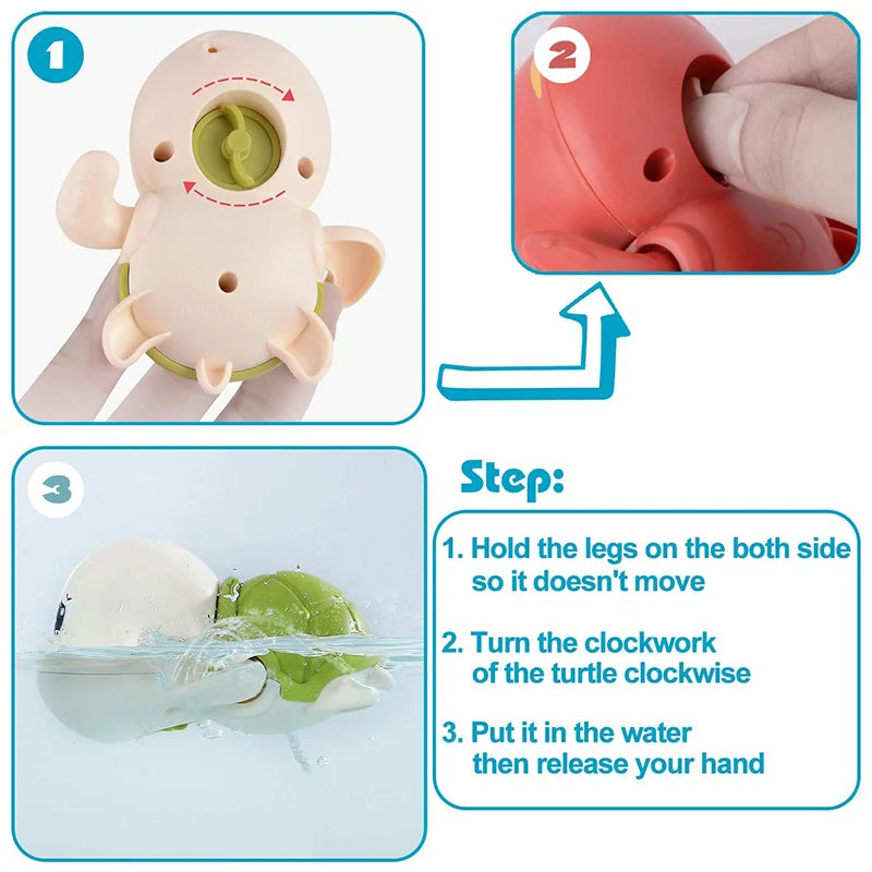 Wind-Up Bath Toys – Swimming Turtle, Duck & Whale for Kids