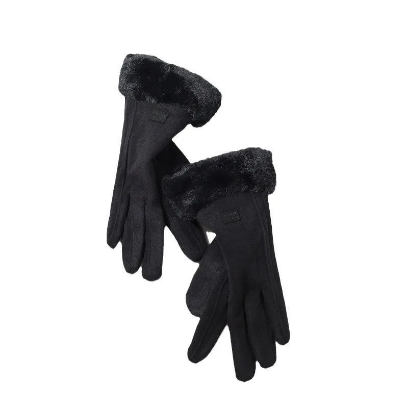 Women's Thick Plush Suede-Feel Touchscreen Gloves