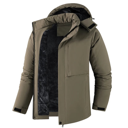 Lzlltt Herren-Winterjacke mit Kapuze und Taschen