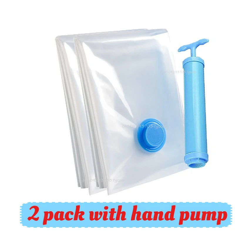 Vacuum Storage Bags with Hand Pump | 5 Sizes, 1–5 Pack | Space Saver Bags for Clothes & Bedding
