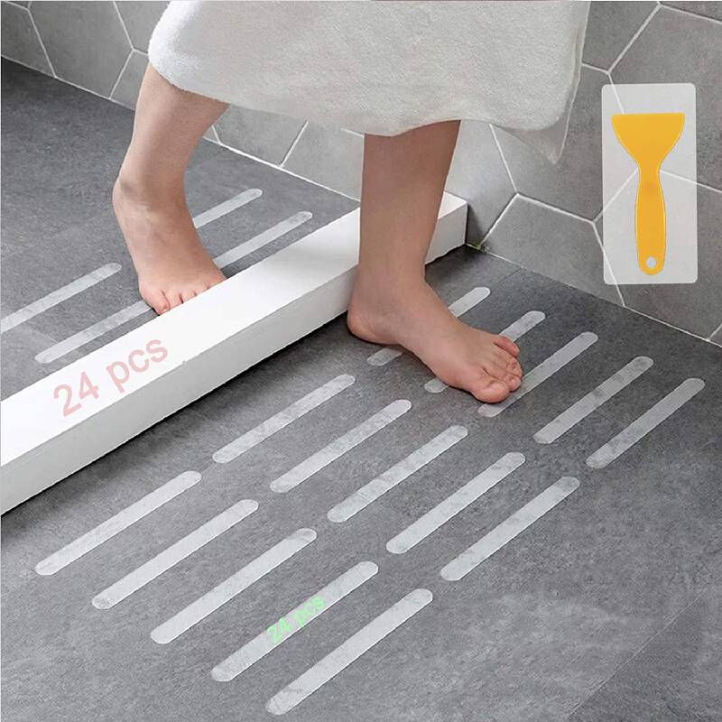 Non-Slip Bath & Shower Stickers with Scraper, 24-Piece Set