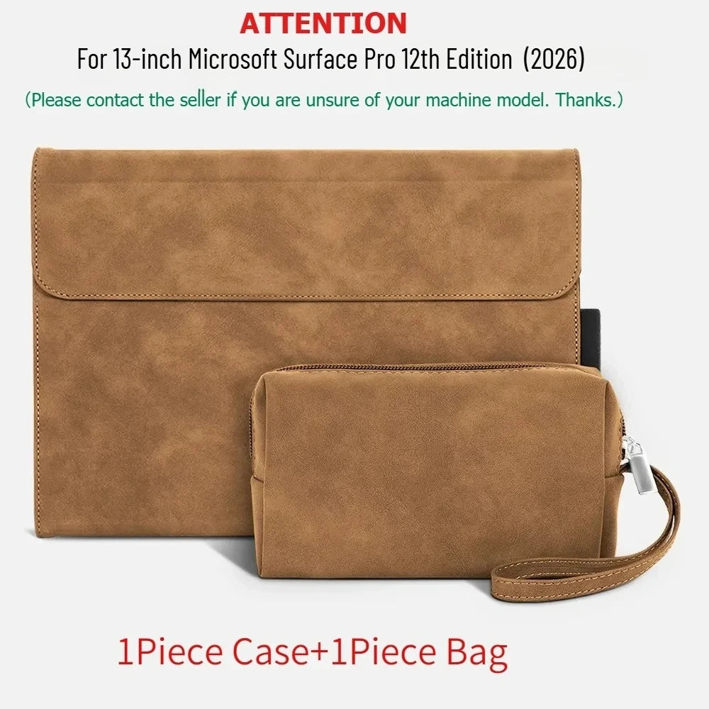 Folio Case for Microsoft Surface Pro 13-inch (12th Edition) 2026 Multi-Angle Stand PU Leather Protective Cover with Pen Holder