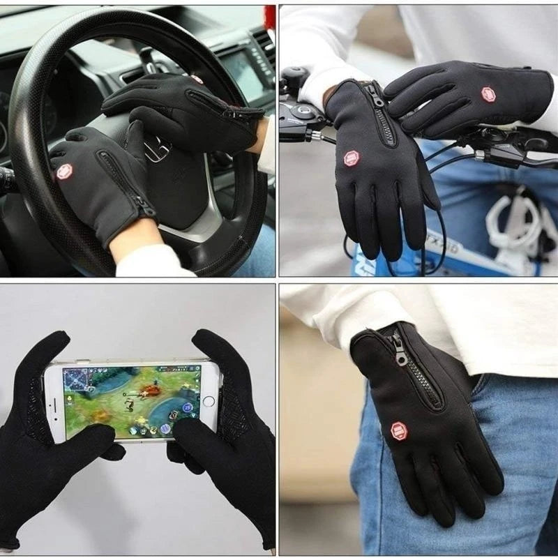 Men's Windproof Touchscreen Winter Gloves with Zip Cuff