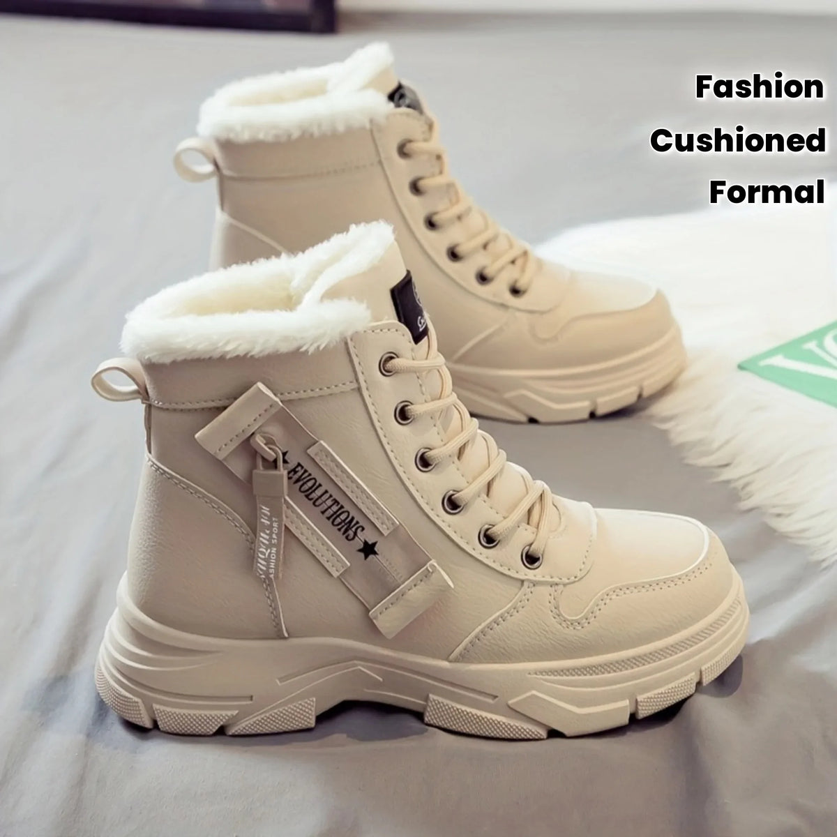 Winter Women Snow Boots Anti‑Slip Warm Fur Lined Martin Boots Casual Ankle Booties Fashion Outdoor Daily Wear Shoes