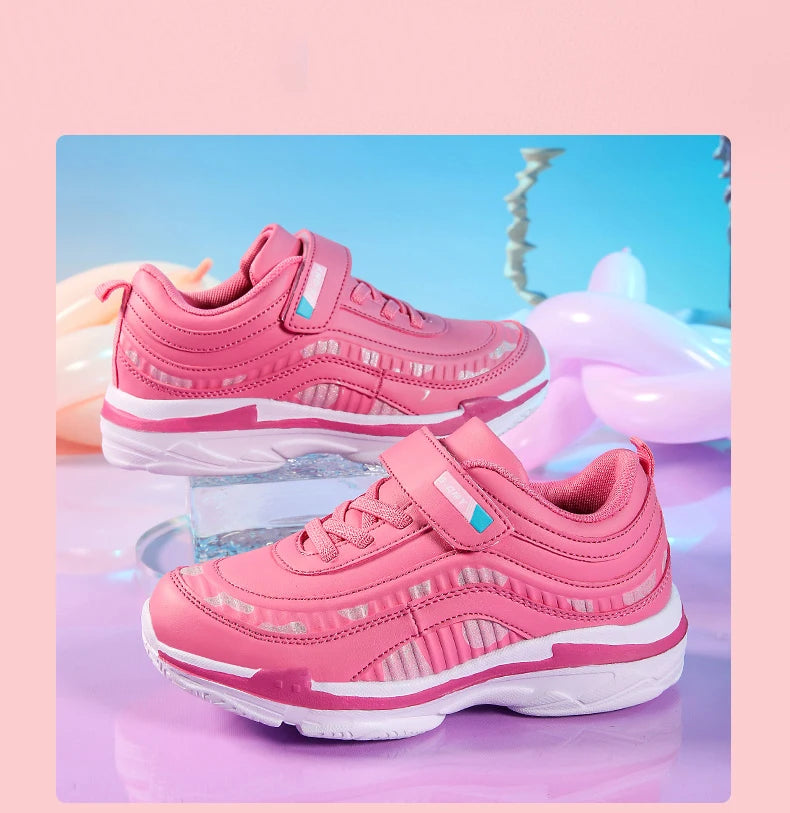 Girls Sport Shoes Waterproof Running Kids Sneakers Casual Leather Pink Breathable Fashion Antislip Lightweight Children Shoes