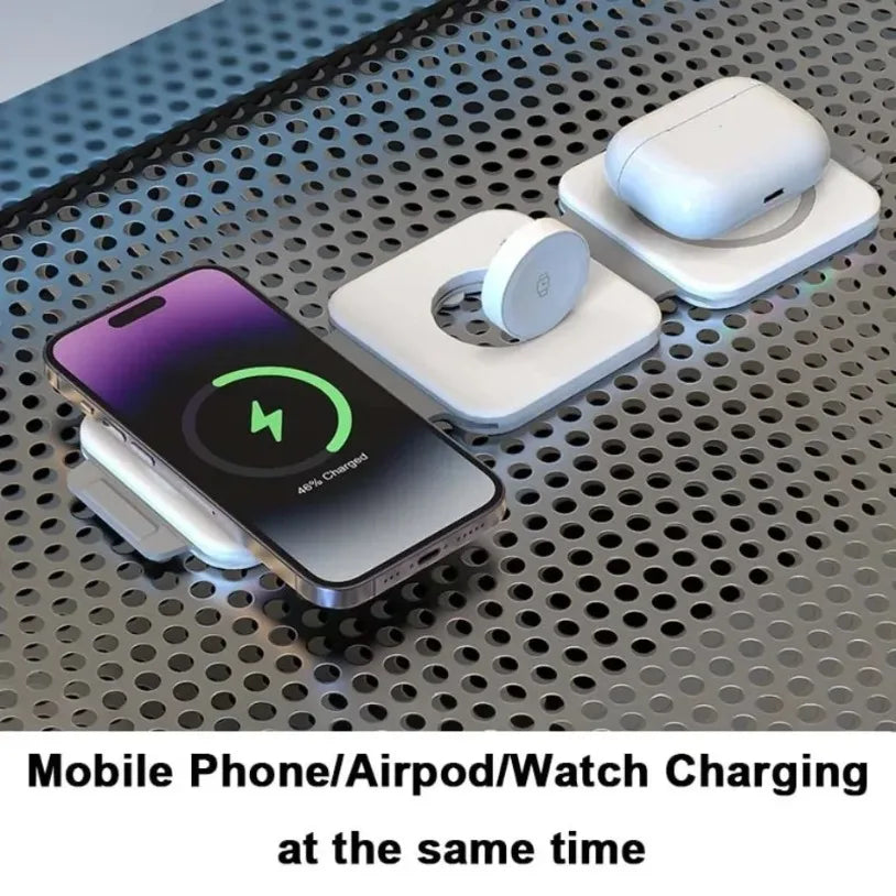 30W Foldable 3-in-1 Wireless Charger for Phone, Watch & AirPods