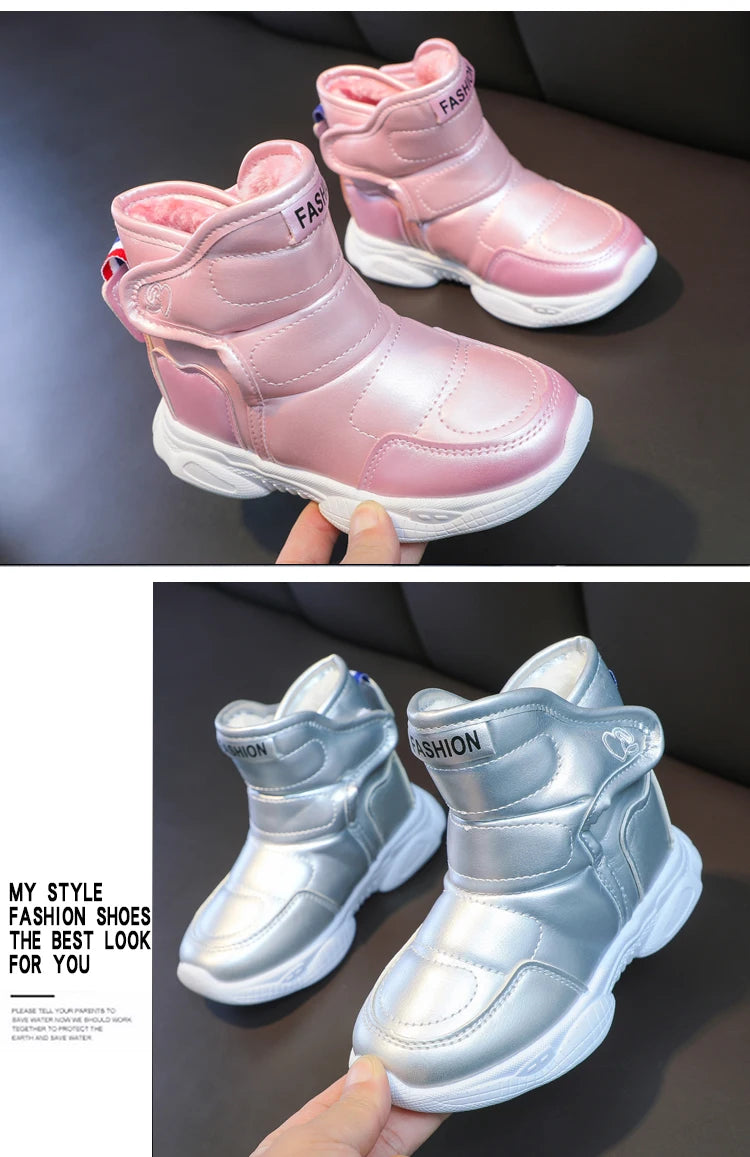 Kids' Plush-Lined Winter Sports Snow Boots