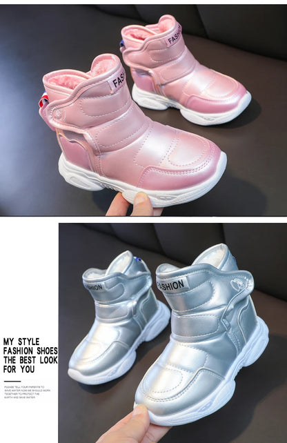 Kids' Plush-Lined Winter Sports Snow Boots