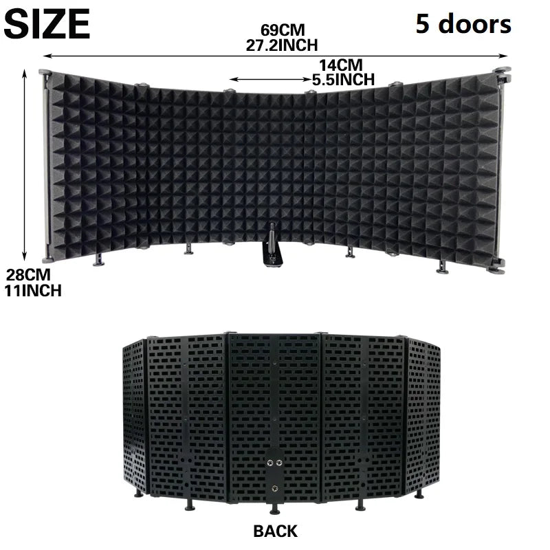 Microphone Isolation Shield – Foldable Sound-Absorbing Vocal Booth