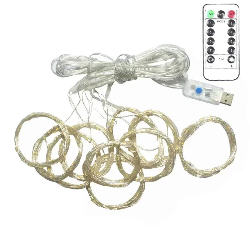 LED Curtain Fairy Lights with Remote – USB, 8 Modes, 3 m to 6 m