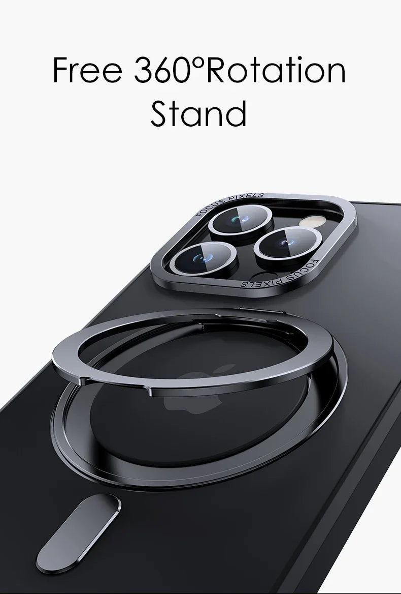 Magnetic iPhone Case with 360° Rotating Ring Stand
