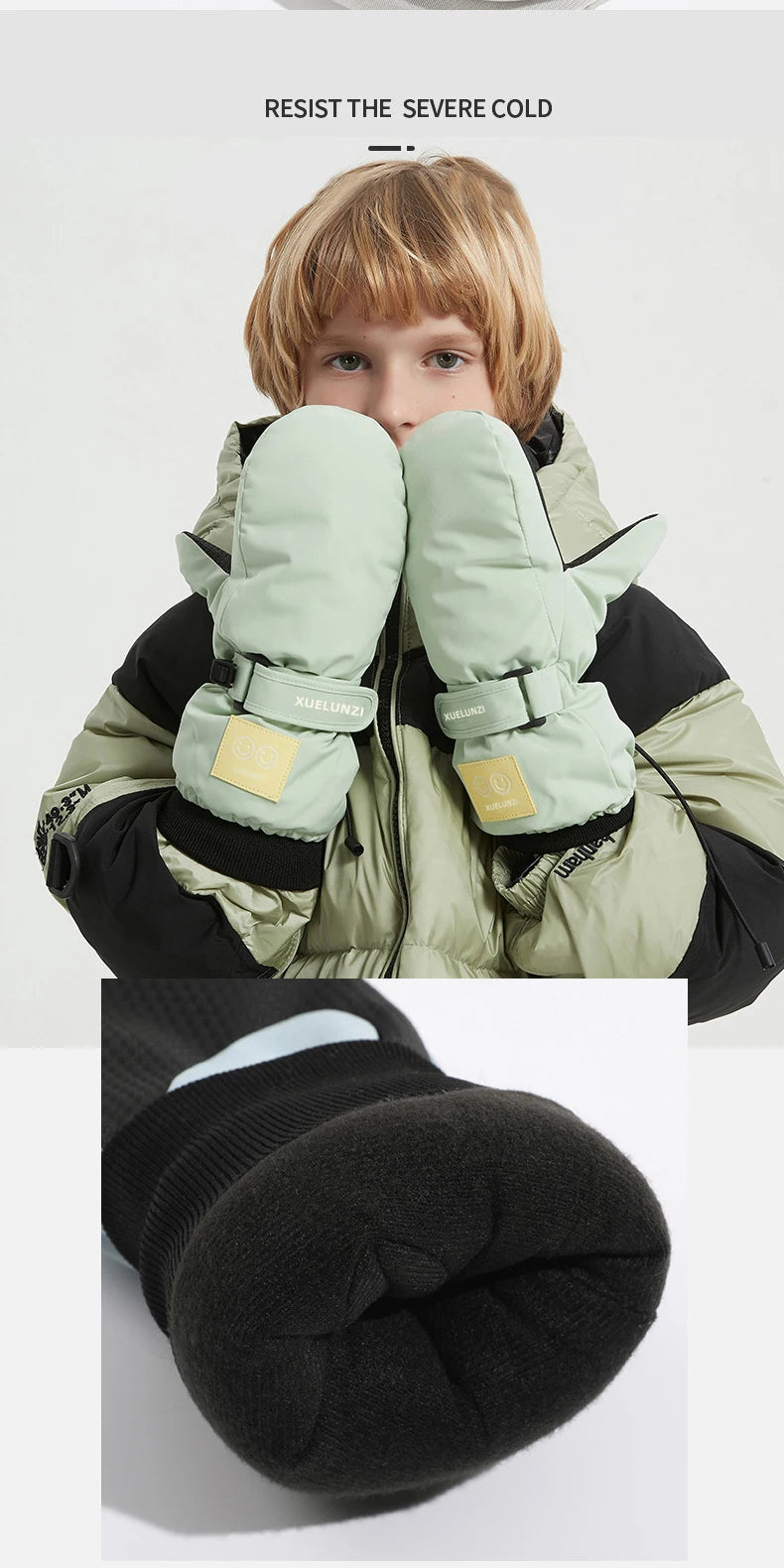 Kids' Waterproof Ski Mittens with Long Cuffs – Ages 6 to 12