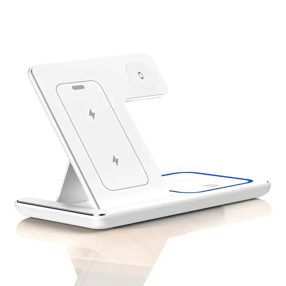 30W Foldable 3-in-1 Wireless Charging Stand with LED