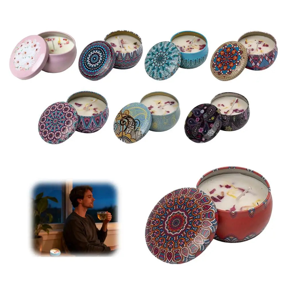 Dried Flower Soy Wax Scented Candle | Smokeless Tin Jar Candle | 8 Scents — Lavender, Rose, Jasmine & More