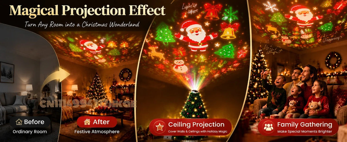 Flexible Christmas Tree Projector Lamp – USB, 6+ Holiday Patterns