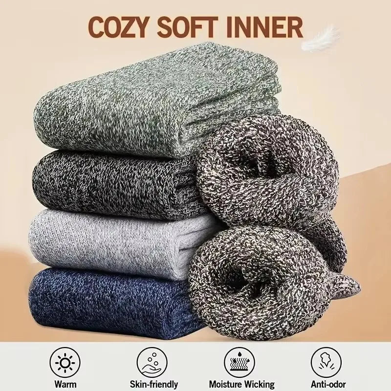 Men's Thick Winter Socks – Warm Terry-Lined Crew Socks, 3 or 5 Pairs