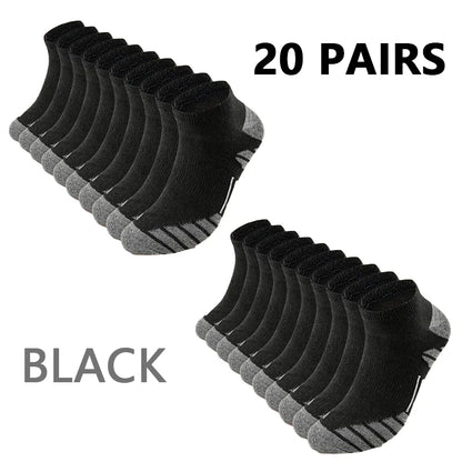 Men's Low-Cut Ankle Socks – 10 or 20 Pairs, Breathable