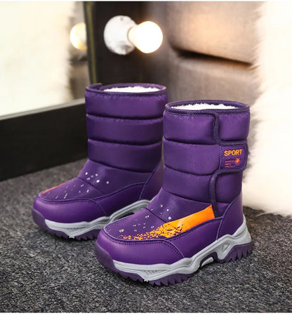 Botas de nieve impermeables para niños con forro de felpa