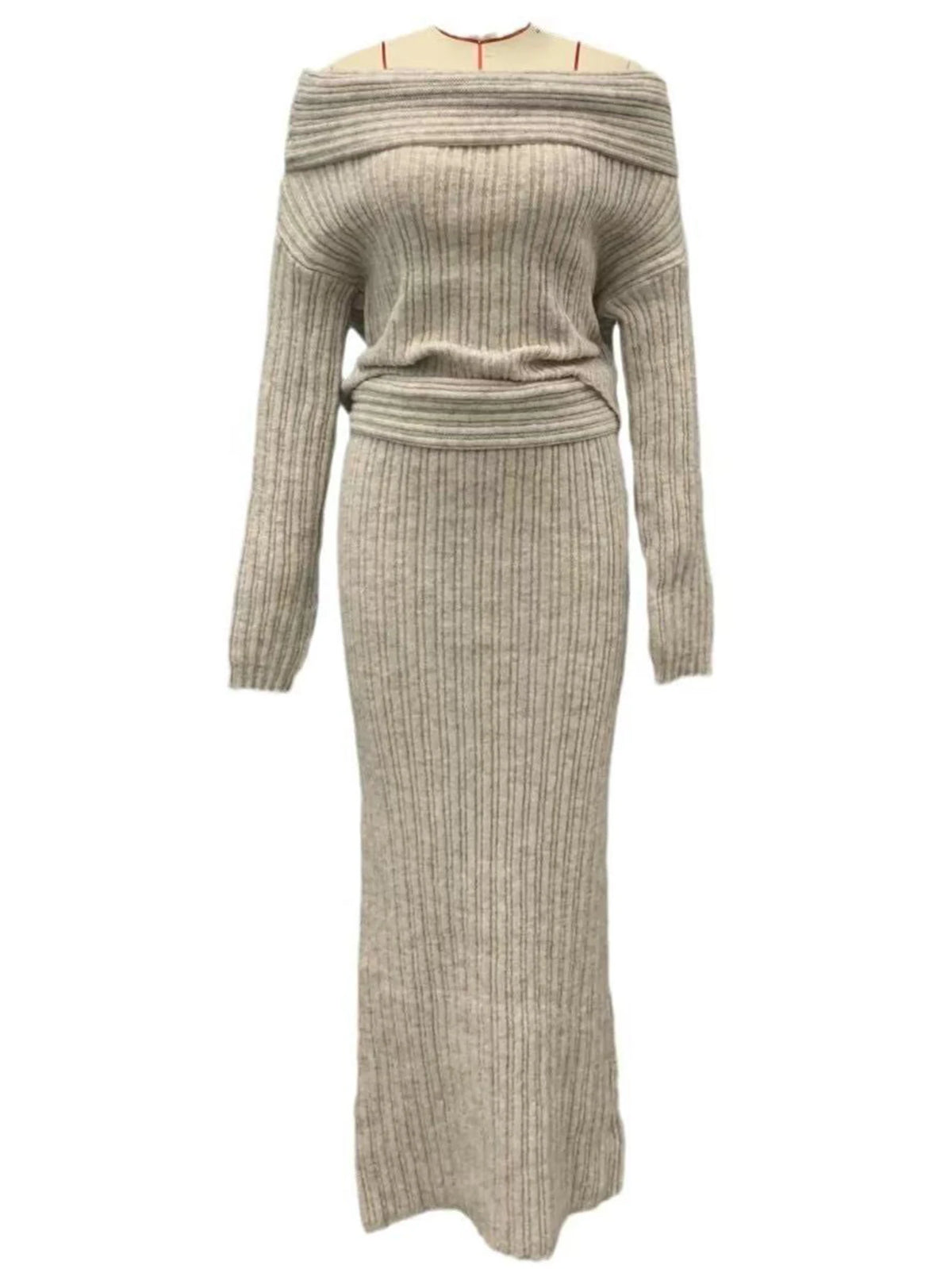 Women's Off-Shoulder Long-Sleeve Knit Dress