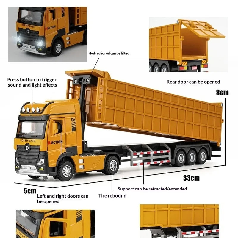 42 cm Alloy Semi-Trailer Dump Truck – Large Construction Toy