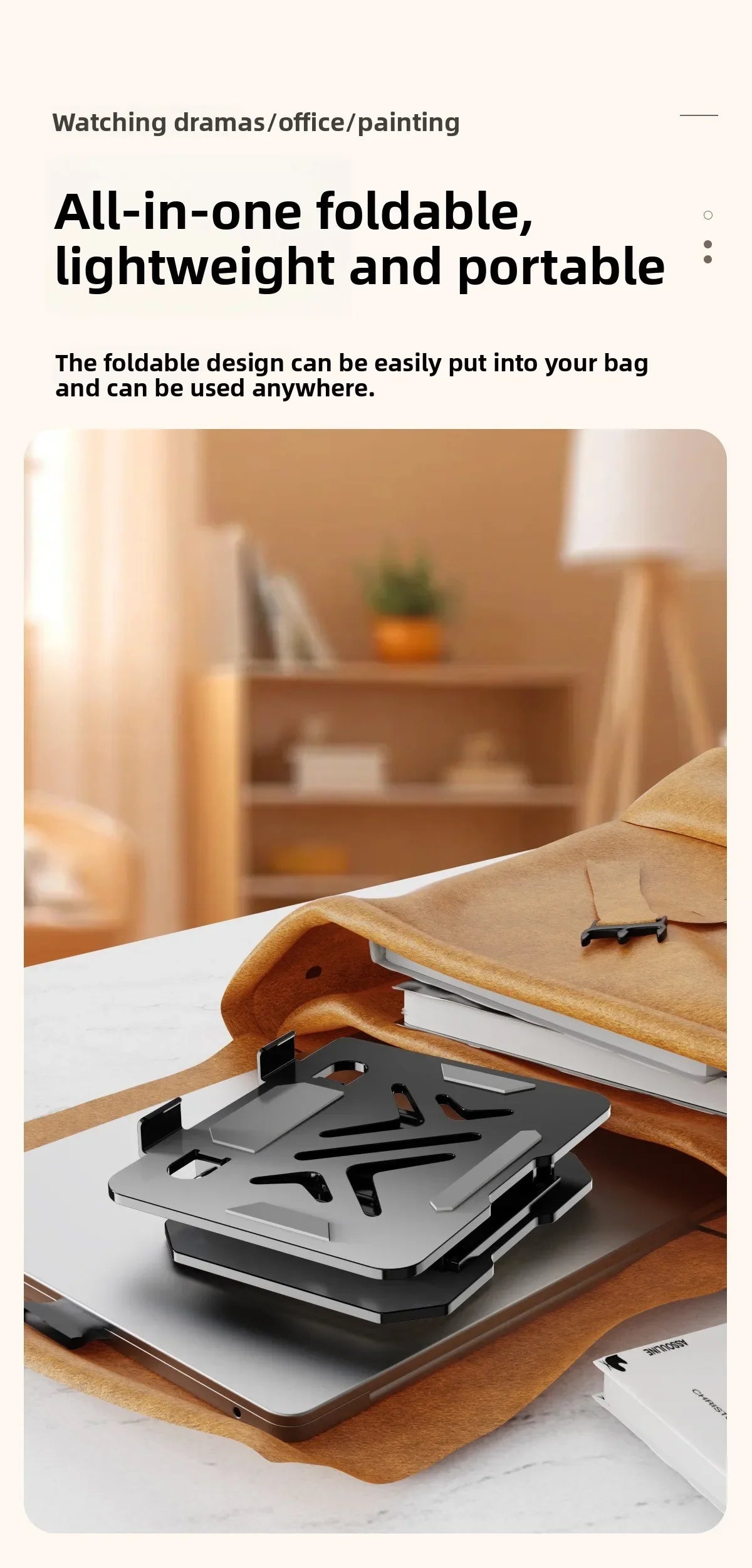 Sturdy 360° Rotation Laptop Stand Adjustable Foldable Notebook Holder Space-saving Durable Desktop Riser for 10-17 Inch Laptops