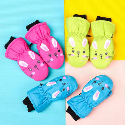 Muffole da neve con coniglietto per bambini – Muffole da sci per bimbi con fodera in velluto