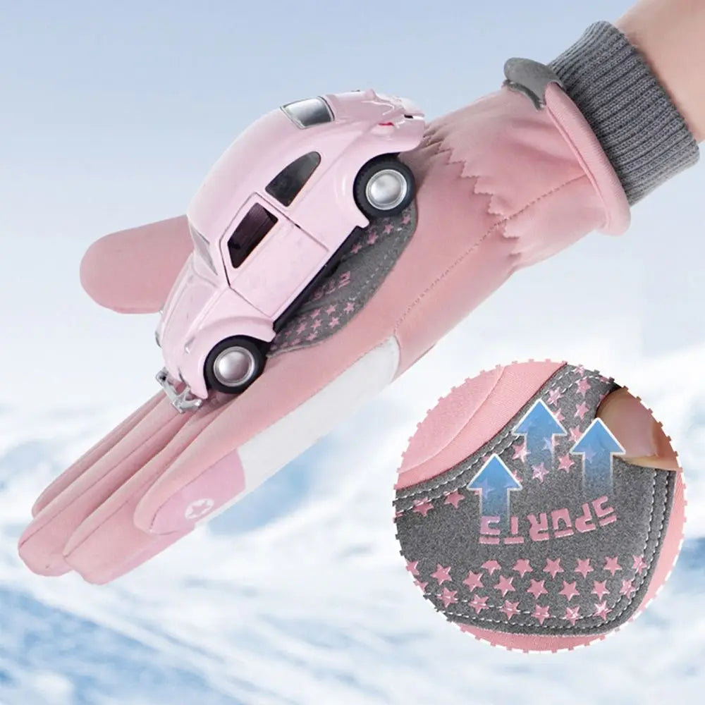 Kids' Velvet-Lined Winter Gloves – Non-Slip Cycling & Ski Gloves (Ages 7–13)
