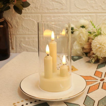 Candele a LED affusolate 3 in 1 senza fiamma con paralume | 4 colori | Set da 1–5 pezzi | Natale e matrimonio