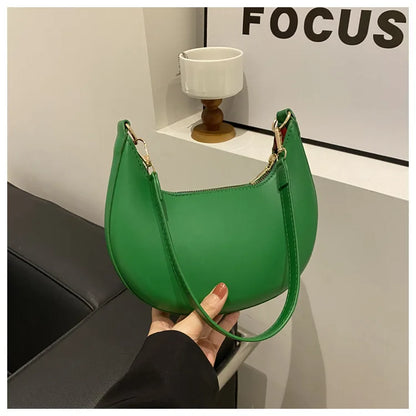 Women's Crescent Moon Shoulder Bag – Soft Vegan Leather Handbag