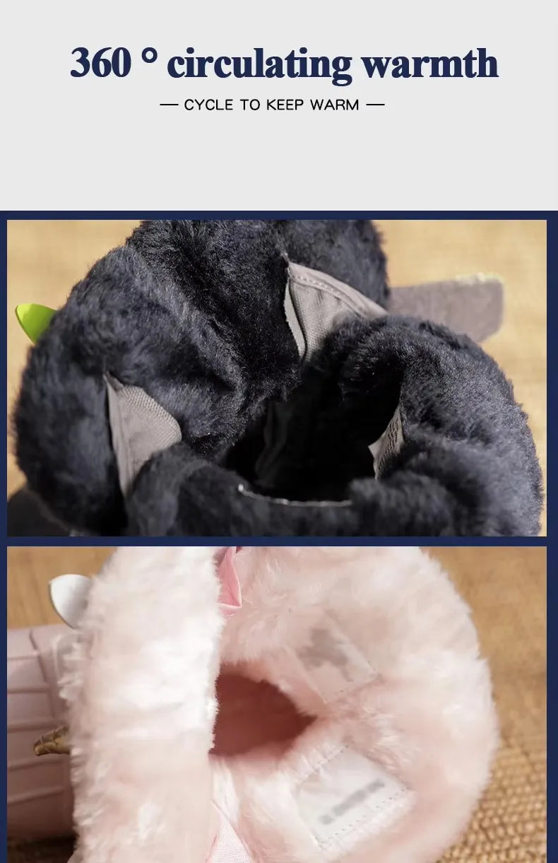 Toddler Animal Snow Boots – Plush-Lined Non-Slip Winter Boots