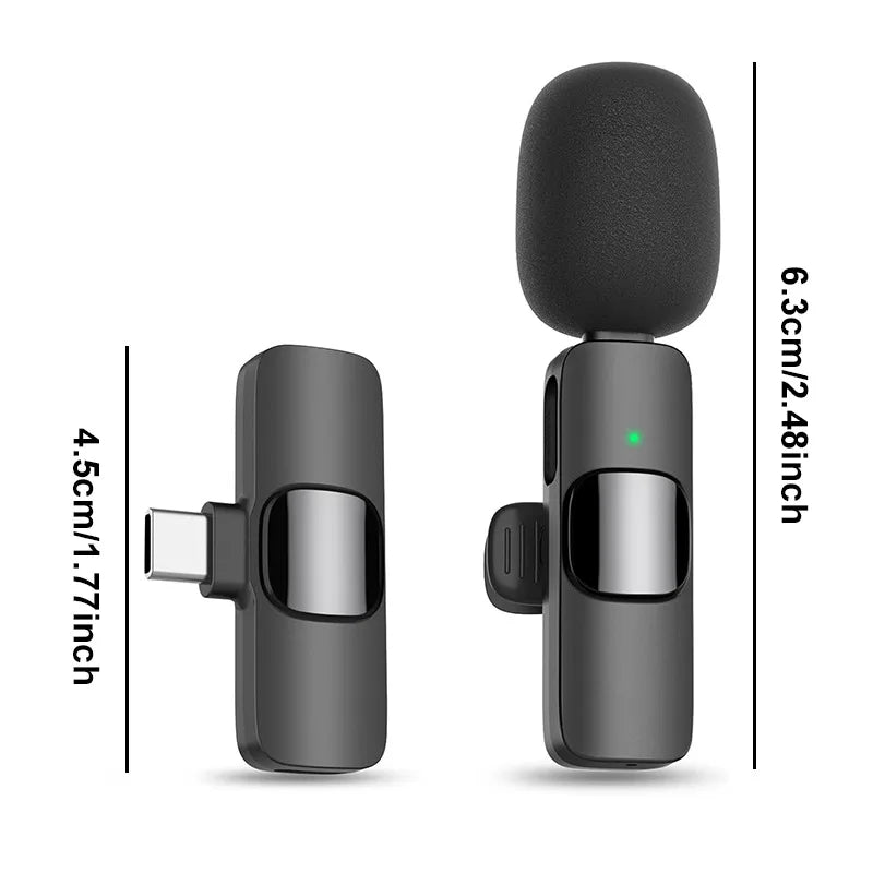 ميكروفون لاسلكي بمشبك لأجهزة آيفون وهواتف USB-C - ميكروفون واحد أو اثنان