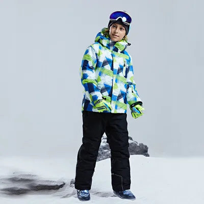 -30 Degree Kids Ski Suit Boy Girls Winter Outdoor Sports Waterproof Skiing Snowboarding Jackets Snow Pants Children Clothing Set